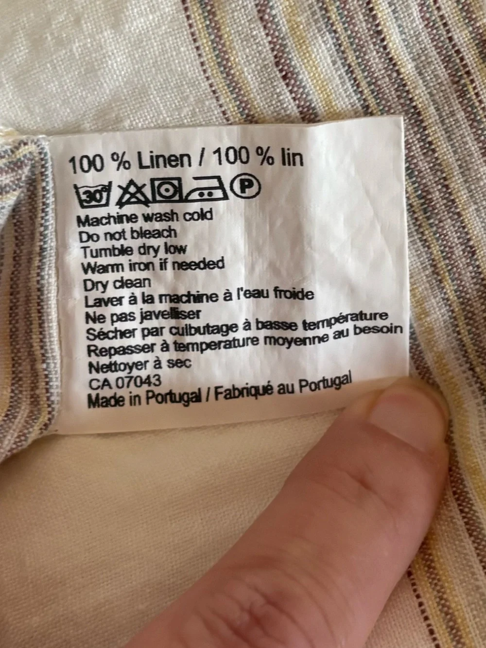Piu Belle 100% Linen Full Queen Duvet Cover Striped Made in Portugal 81.5x87